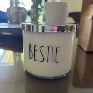 Bestie White Candle with Silver Lid and box